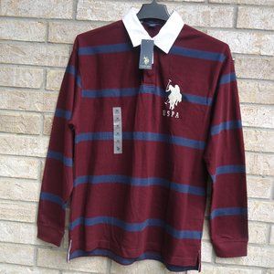 NWT. SIZE M. U.S. POLO ASSN long sleeve collar polo shirt.